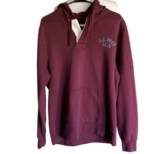 LL Bean 1912 Womens Pullover Hooded Sweatshirt Wine Sz M